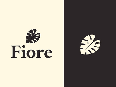 fiore botanical branding design elegant fiore flat florist flower icon identity leaf logo minimalist modern monsetera plant simple symbol vector