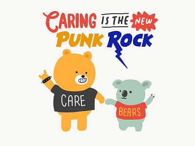 Care bears bear caring cute handlettering illustration kawaii koala punkrock typogaphy