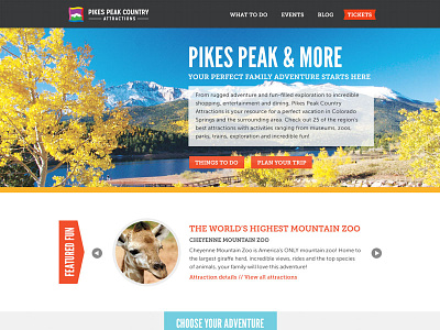 Pikes Peak Country Attractions Homepage colorado design rangers outdoor pikes peak ppca responsive tourism website