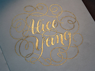 Name Page Gold flourishes gold gold ink hand lettering lettering