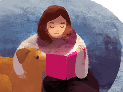 Story Time book dog illustration reading