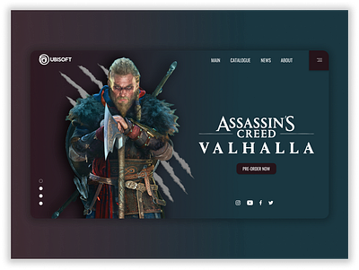 Assassin's Creed Valhalla design illustration minimal ui web website