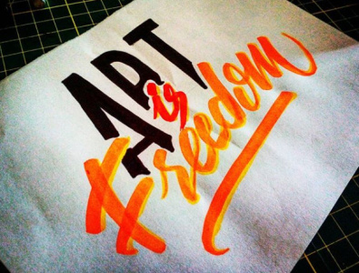 Lettering - Art is freedom art branding design illustration lettering logo minimal type typography vector