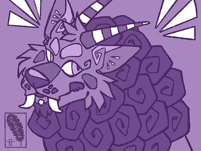 Purple Muse digital doodle foo dog oc