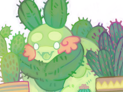 Cute Cacti bun cactus deviantart digital oc painting