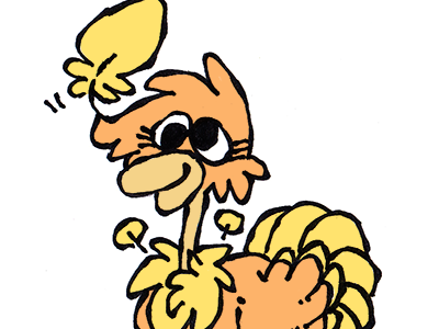 Tooiebird cartoon doodle orange ostrich tooie tooiebird