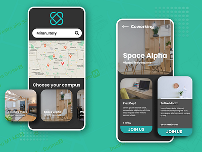 Coworking App coworking map mobile mobile app design space