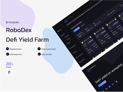 ROBODEX Yield Farming Platform branding crypto defi design exchange figma landing page landingpage ui ux yieldfarming