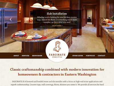Home Page of Fascinate Stone & Tile construction design large slider texture website