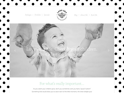 Lana Sky Photography Design black kids photography polka dot responsive design website