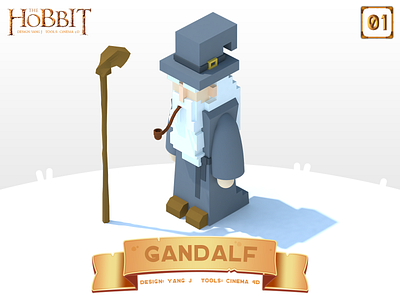 Character in Middle-earth-Gandalf 3d c4d pixel art 模型 电影院4d 设计
