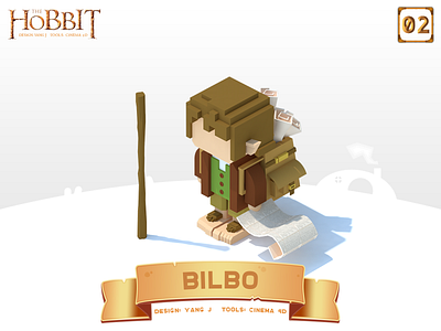 Character in Middle-earth-Bilbo 3d c4d pixel art 模型 电影院4d 设计
