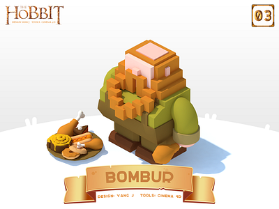 Character in Middle-earth-Bombur 3d c4d pixel art 模型 电影院4d 设计