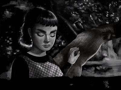 SABRINA blackandwhite digital art digital painting drawing grayscale illustration ilustrator moviescene oldmovie practice reference sabrina