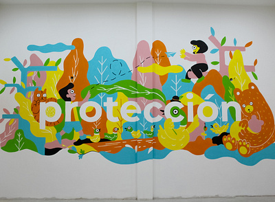 Protección illustration kids illustration mural mural design muralart painting