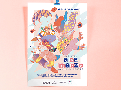 March 8 festival from the center dancing design digital illustration festival girls illustration music poster poster art woman