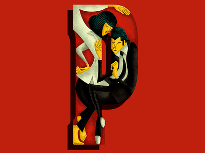 "P" Pulp Fiction dancing design digital illustration illustrator letter movie art movie illustration photoshop