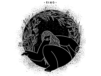 RING black and white illustration inktober woman