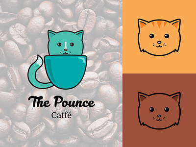 The Pounce Cat Cafe Logo branding design logo