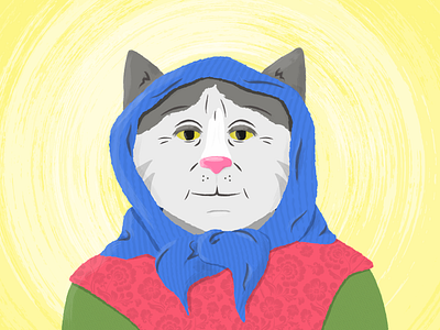 Babushka Cat Illustration illustration vector