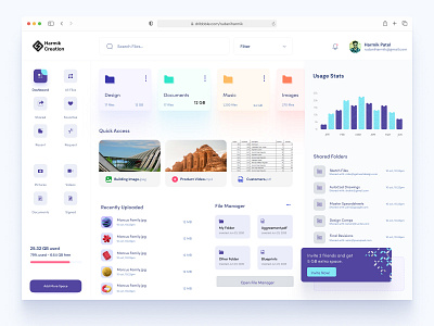 Dashboard UI For Cloud File Storage 3d animation app behance branding design dribbble free graphic design icon illustration logo motion graphics new ui ux vector web