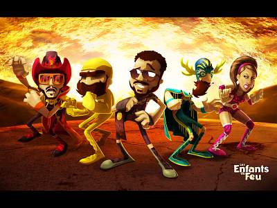 Characters for Les Enfants du Feu New Poster cartoon character enfants du feu wrestlers