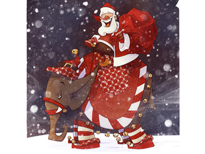 Elfephant christmas elephant elf illustration santa x mas xmas