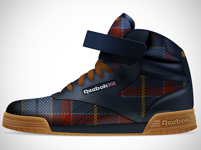Reebok Ex-O-Fit Hi Clean Logo Plaid 1 ex o fit hi clean logo plaid reebok shoe sneaker vector