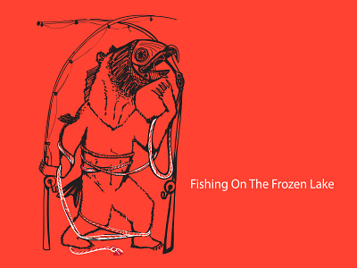 Frozen Lake adobe illustrator black character design fish fishing illustration poster design red story