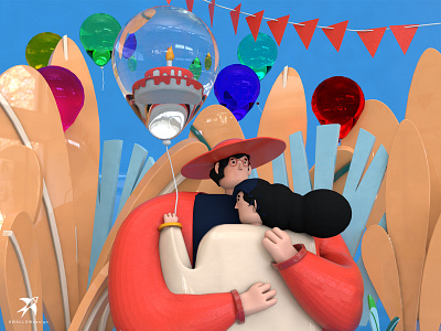 Birthday Couple 3d birthday c4d character design illustration