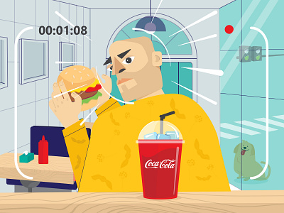 Restaurant adobe illustrator burger character coca cola design illustration recording restaurant story video