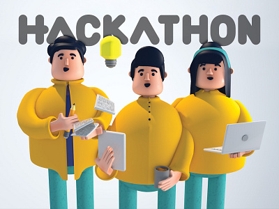 HACKATHON TEAM 3d c4d character design hackathon illustration