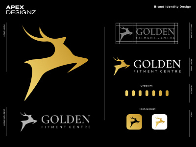 Golden Fitment Centre Logo - Deer Logo bold brand identity branding creative logo deer logo flat gold effect golden logo logo logo design logo presentation minimalist minimalist logo minimalist logo design modern logo