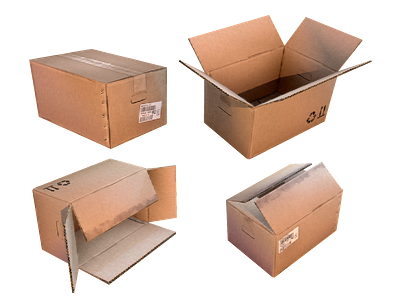 Low Poly game ready cardboard box set