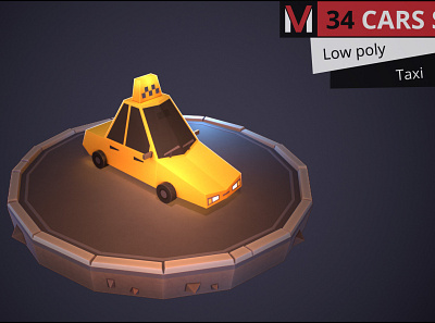 Low Poly Taxi car by MESHVILLE 3d bus cars cartoon cartoons collection jeep low lowpoly meshville model pickup police poly sedan set taxi transport van vehicles
