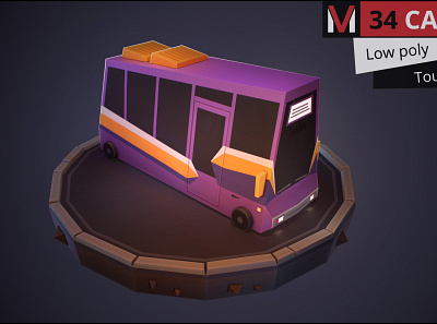 Low poly car bus cartoon style by MESHVILLE 3d bus cars cartoon cartoons collection jeep low lowpoly meshville model pickup police poly sedan set taxi transport van vehicles