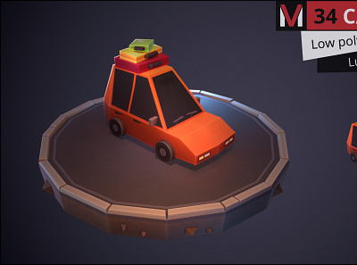Low poly car cartoon style by MESHVILLE 3d bus cars cartoon cartoons collection jeep low lowpoly meshville model pickup police poly sedan set taxi transport van vehicles