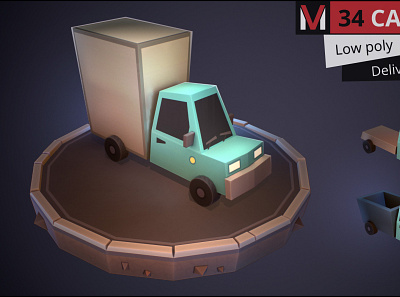 Low pol delivety truck car 3d model by MESHVILLE 3d bus cars cartoon cartoons collection jeep low lowpoly meshville model pickup police poly sedan set taxi transport van vehicles