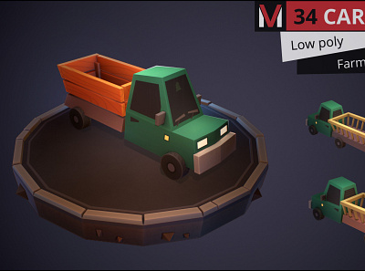 Low poly car farm truck cartoon by MESHVILLE 3d bus cars cartoon cartoons collection jeep low lowpoly meshville model pickup police poly sedan set taxi transport van vehicles