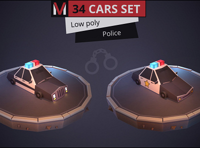 Low poly police car cartoon by MESHVILLE 3d bus cars cartoon cartoons collection jeep low lowpoly meshville model pickup police poly sedan set taxi transport van vehicles