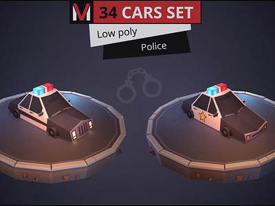 Low poly police car cartoon by MESHVILLE