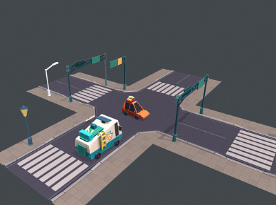 Some WIP of Road addon to Cartoon Low Poly city! 3d builder bus cars cartoon city download funny game low lowpoly meshville mobile model poly top wip