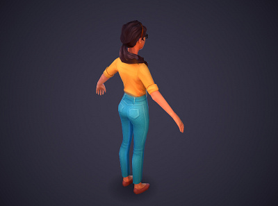 Jen 03 3d 3d art 3dsmax cartoon character girl hand human low lowpoly mobile model painted painter poly substance texture woman