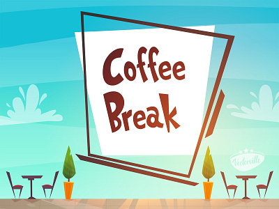 coffee break cartoon break cartoon cheeerful coffee design funny illustration illustrator kids latte lettering lunch sign text vector