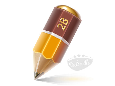 Cartoon pencil orange brown icon