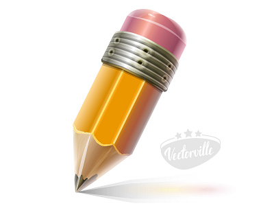 Cartoon pencil with eraser icon