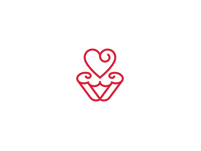 In Love design graphic heart line logo mark minimal pastry simple symbol