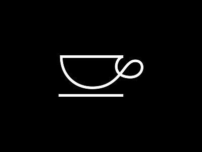 Infinity Coffee black and white coffee cup design flat design graphic infinity line logo logodesign logomark mark minimal symbol