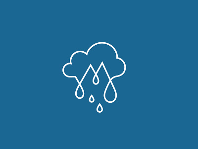 Cloud M blue cloud design drops graphic identity design line logo mark minimal rain symbol vector