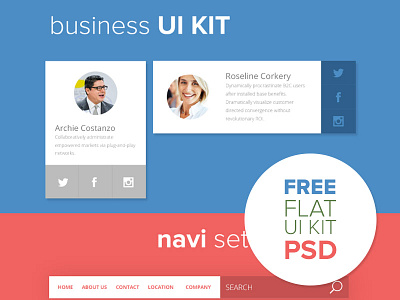 Business UI KIT (Free PSD) business calendar flat ui free free psd freebie navigation ui ux